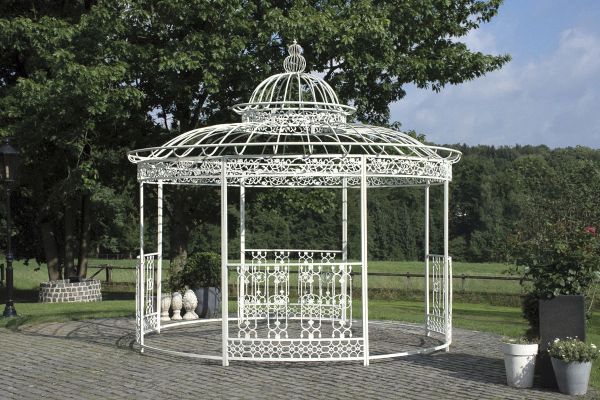Luxus Pavillon Romantik rund 500 cm antik weiß