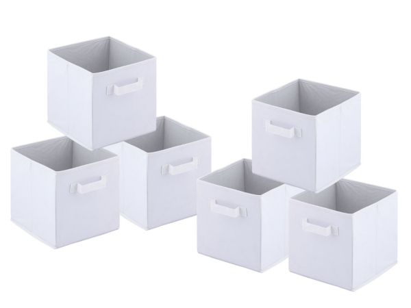 Aufbewahrungsboxen faltbar Faltbox 26x26x26 cm 6er Pack Aufbewahrungskiste quadratisch weiß