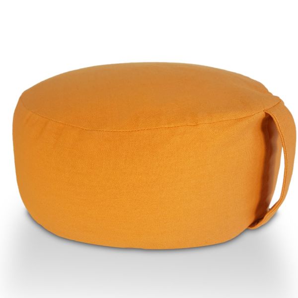 Yogakissen Meditationskissen Sitzkissen Bodenkissen Lotus rund H 14 x ø 31 cm Bezug waschbar gelb - papaya