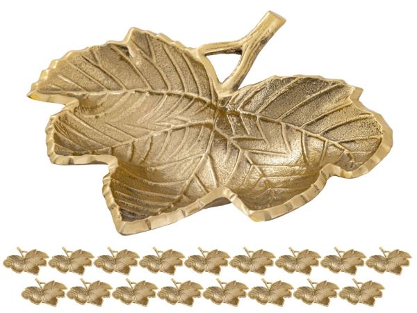 Dekoschale Blatt Masterbox 18-teilig Schale Aluminium Leaf gold o. silber Blattschale gold