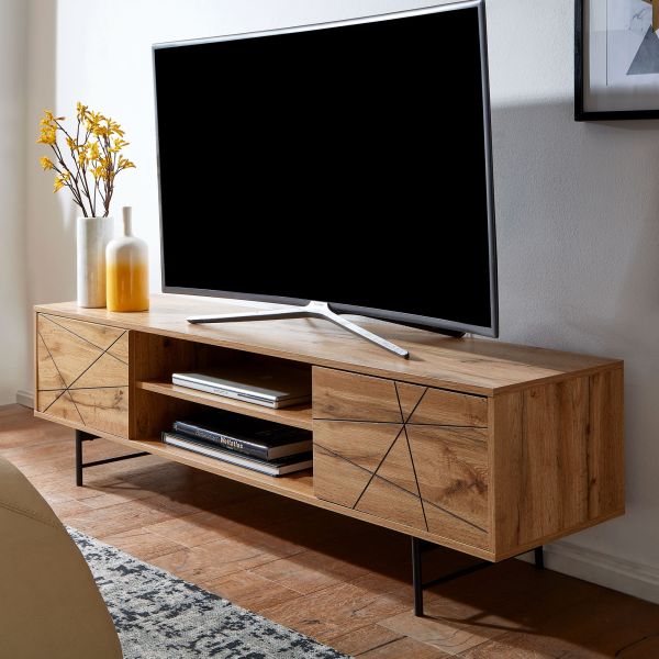 Lowboard Holz Eiche-Dekor 160x45x40 cm TV-Kommode mit zwei Türen