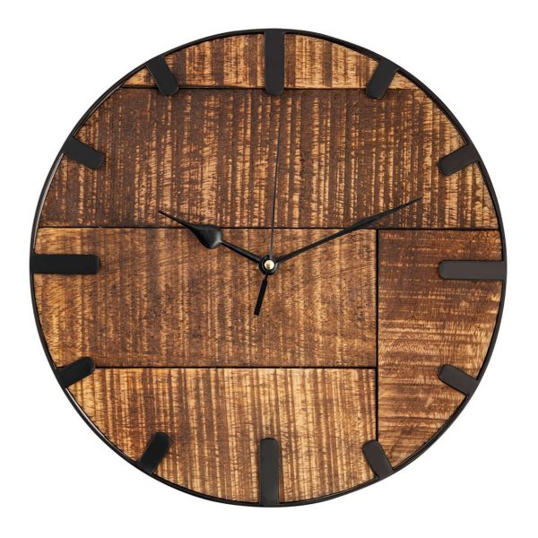 Uhr Holz ø 30 cm Wanduhr Wohnzimmeruhr modern rund aus Holz Vintage lautlos Mangoholz massiv