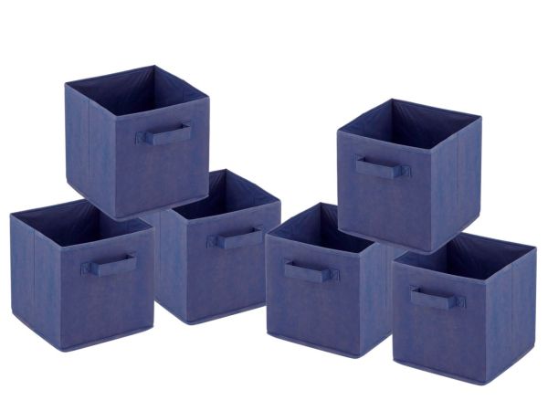 Aufbewahrungsboxen faltbar Faltbox 26x26x26 cm 6er Pack Aufbewahrungskiste quadratisch blau