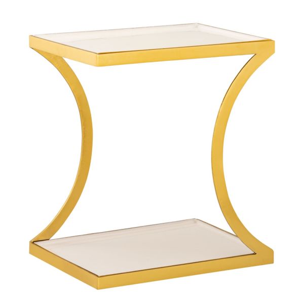 Beistelltisch weiß Dekotisch eckig 40 H 45 cm Lampentisch Sofatisch Eden Tisch Metall gold